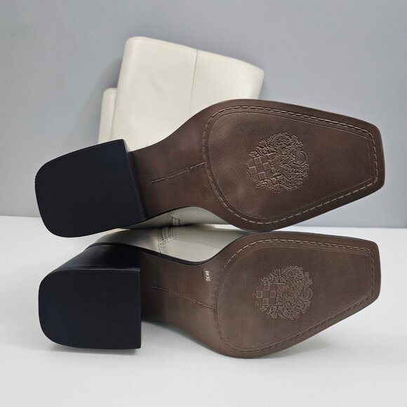 Vince Camuto Sangeti Knee High Boots Women 9 WIDE Ivory Cream Leather Block Heel - Picture 15 of 15